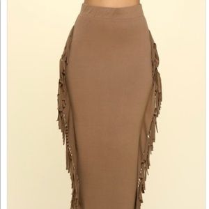 Fringe side Maxi Skirt